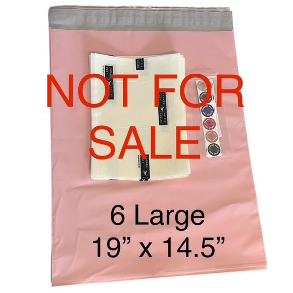 6 Poly Mailers 19” x 14.5 Large, Pink Bags & 12 Thank You Stickers - Picture 1 of 10